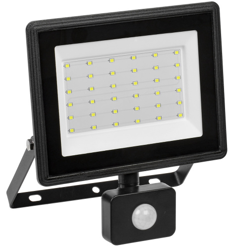 Прожектор светодиодный 50Вт с датчиком движения СДО 06 6500K IP54 черный ИЭК                                        