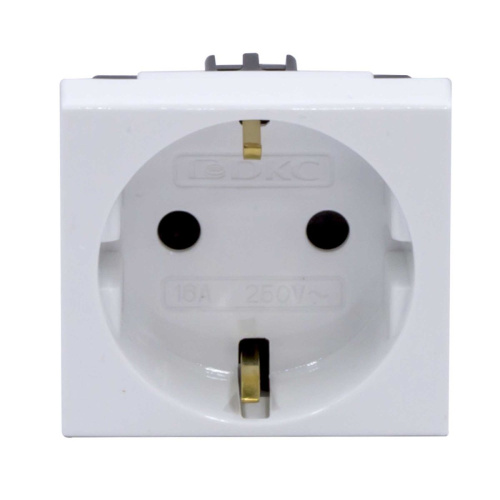 Розетка силовая 2Р+Е, со шторками, «Viva», 2 мод., цвет белый (кор 30шт)                                        