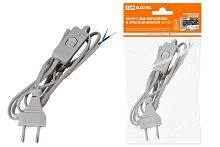 Шнур с выключателем и плоской вилкой ШУ01В ШВВП 2х0,75мм2 2м. серебр. металлик ТДМ          