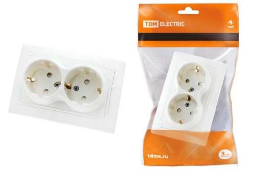 Розетка с/у Таймыр 2м с з/к с з/ш белый IP20 16А 250В ТДМ                                        