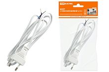 Шнур с плоской вилкой ШУ02 ШВВП 2х0,75мм2 1,7 м. белый ТДМ          