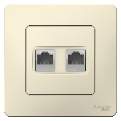 Розетка с/у Бланка RJ45 2м молочный в сборе кат.5E (комп.) (упак-10шт) SchE                                         фото 2                    