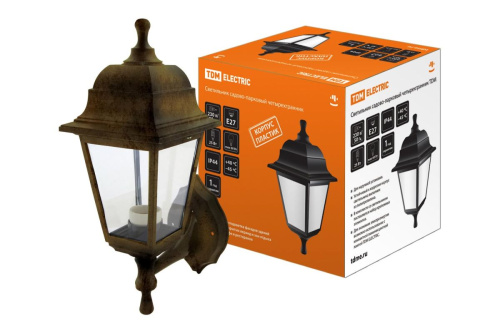 Светильник садово-парковый НБУ 04-60-001 четырехгранник, настенный, пластик, бронза ТДМ                                        