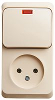 Блок о/у Этюд Розетка 1м б/з 16А + Выкл. 1кл. с инд. кремовый IP20 (упак-12 шт) SchE          