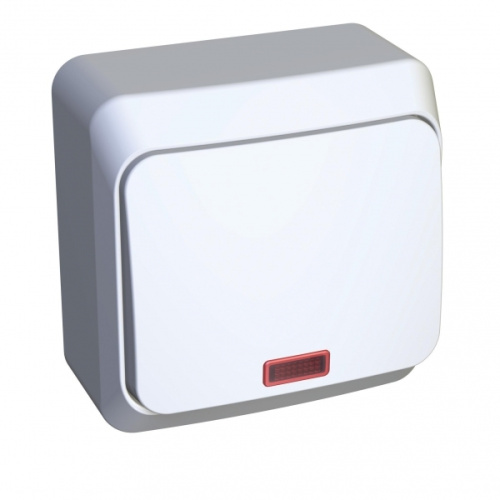 Выключатель о/у Этюд 1кл белый IP20 10А с инд. (упак-25шт) SchE                                         фото 2                    