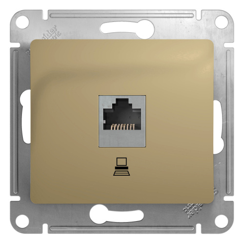 Розетка с/у GLOSSA RJ45 1м титан механизм кат.5E (комп.) (упак-10 шт) SchE                                        