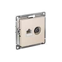 Розетка c/у AtlasDesign RJ45+TV 2м бежевый механизм кат.5E (комп+тв.) (упак-5шт) SchE          