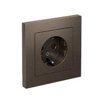 Розетка с/у AtlasDesign 1м с/з с з/ш мокко IP20 в сборе 16А (упак-10шт) SchE          