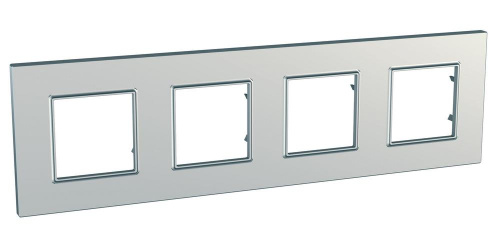 Рамка Unica Quadro 4м серебро универсальная SchE                                         фото 2                    