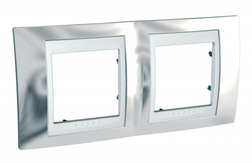 Рамка Unica Хамелеон 2м серебро/белый горизонтальная SchE                                        