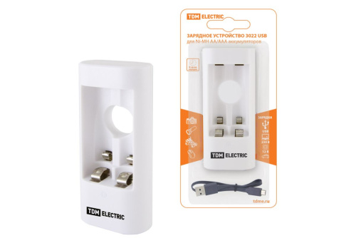 Зарядное устройство 3022 (300 mA 2 слота АА/ААА 1 кан. USB) ТДМ                                        