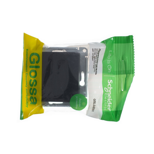 Переключатель с/у GLOSSA 1кл. антрацит, механизм IP20 10А на 2 направления (упак-20шт) SchE                                         фото 2                    