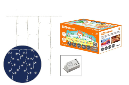 Гирлянда новогодняя "Бахрома" 2,5х0,6 м, белый свет, 8 режимов, наружное использование, IP44, ТДМ                                        