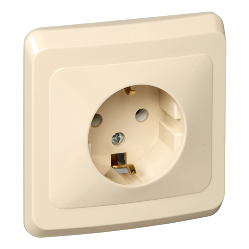 Розетка с/у Этюд 1м с/з кремовый IP20 16А (упак-20шт) SchE                                        