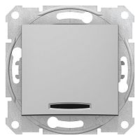 Переключатель с/у Sedna 1кл алюминий IP20 механизм 10А с инд. (упак-10шт) SchE          