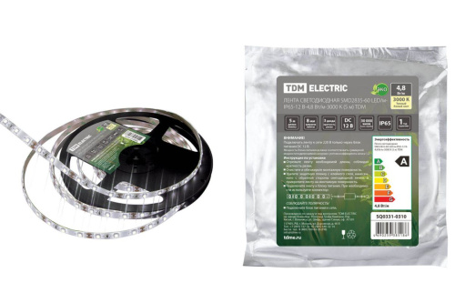 Лента светодиодная 4,8Вт IP65 3000К SMD2835/60 (кратно 5м) ТДМ                                        