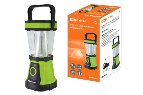 Фонарь светодиодный "Кемпинг 6", 24 LED, 30 лм/Вт, 2 режима, 3*D, ТДМ                                        