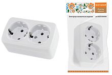 Розетка о/у Дача 2м с з/к белый IP20 16А 250В Народная ТДМ          