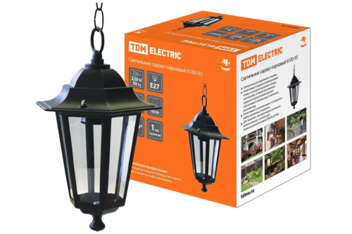 Светильник 6100-05 садово-парковый шестигранник, 100Вт, подвес, черный ТДМ                                        