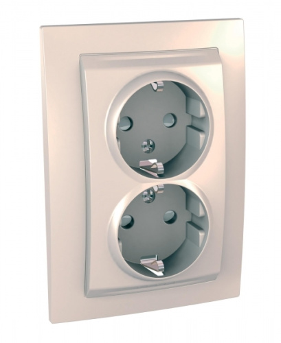 Розетка с/у Unica 2м с/з с з/ш бежевый IP20 в сборе 16А 250В (упак-12шт) SchE                                        