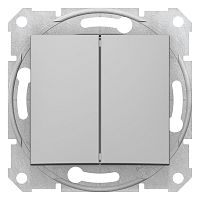 Переключатель с/у Sedna 2кл алюминий IP20 механизм 10А (упак-10шт) SchE          